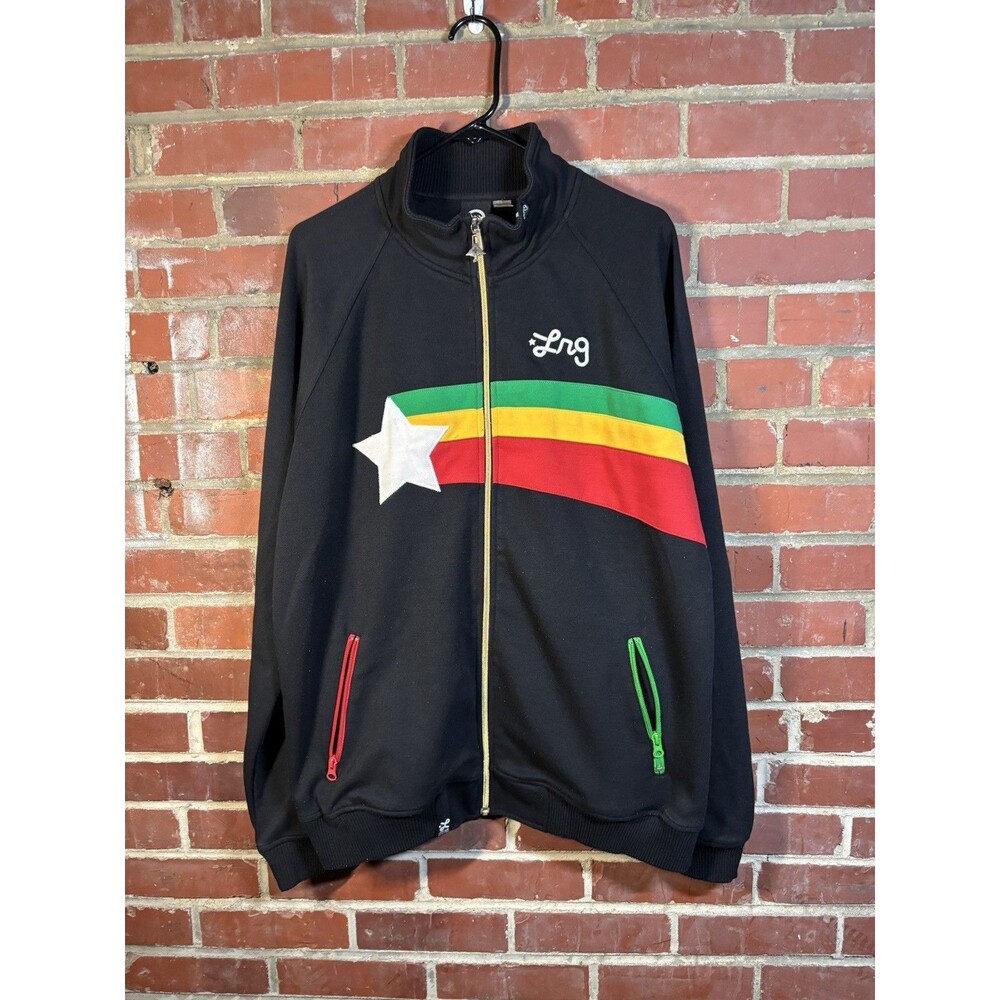 LRG Lifted Research Group Full Zip Rasta Jamaica Track Jacket Adult XL